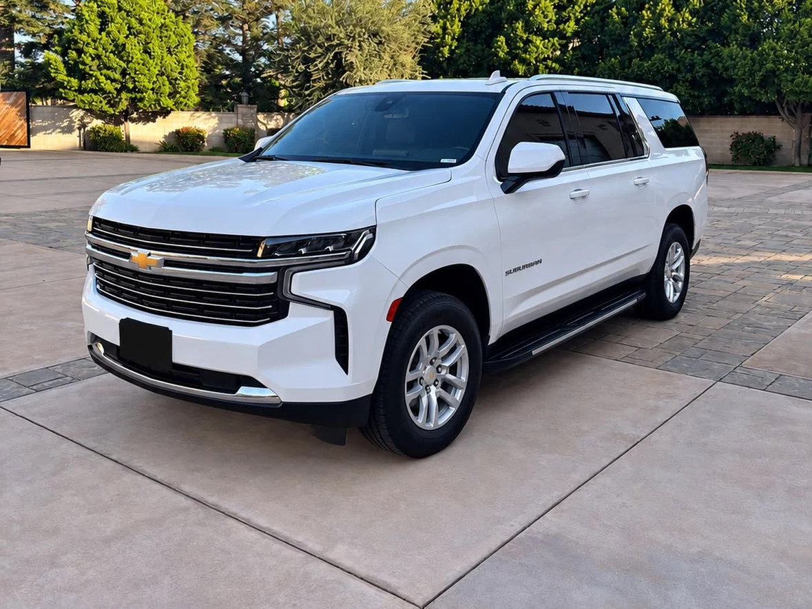 White luxury SUV detailed and ready on the driveway